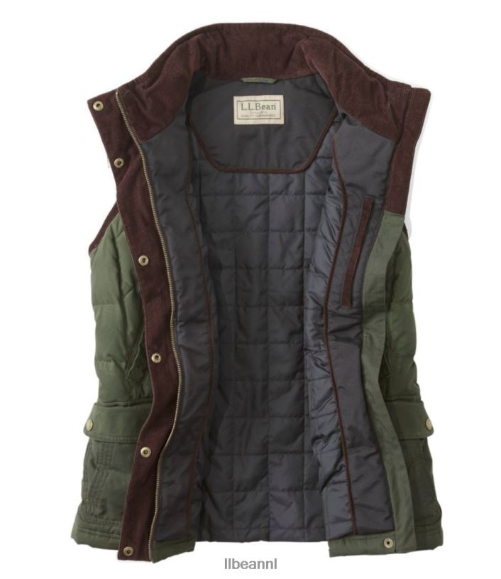 L.L.Bean vrouwen Upcountry gewaxt katoenen donsvest koffieboon uitrusting voor buiten VT0643679