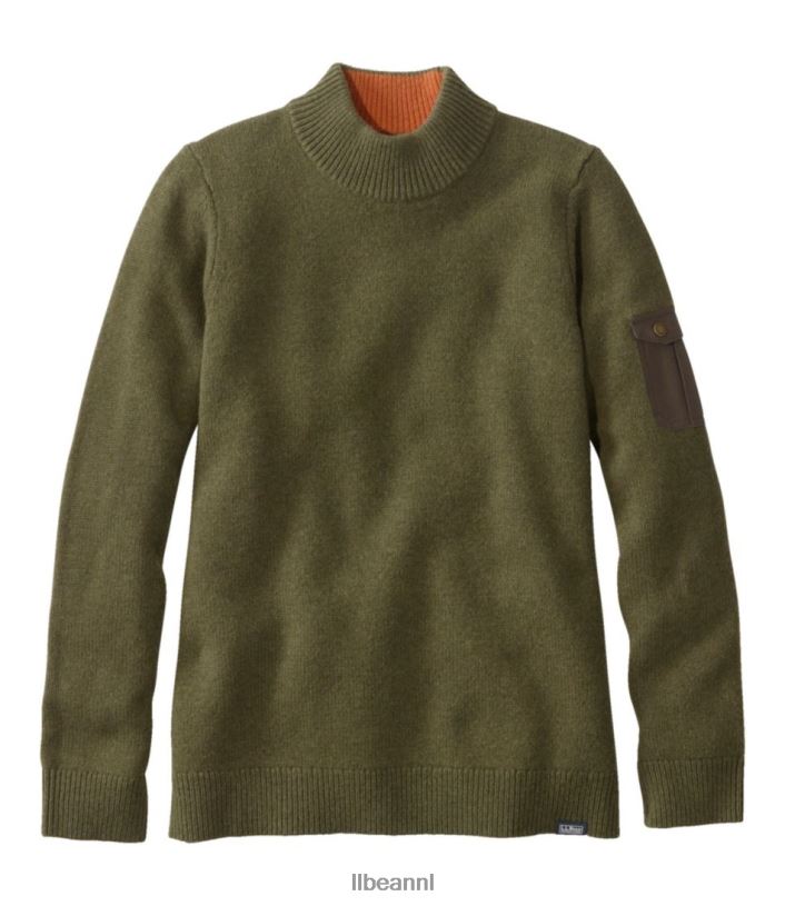L.L.Bean vrouwen Maine Guide mock-trui met ronde hals kelp groen uitrusting voor buiten VT064187