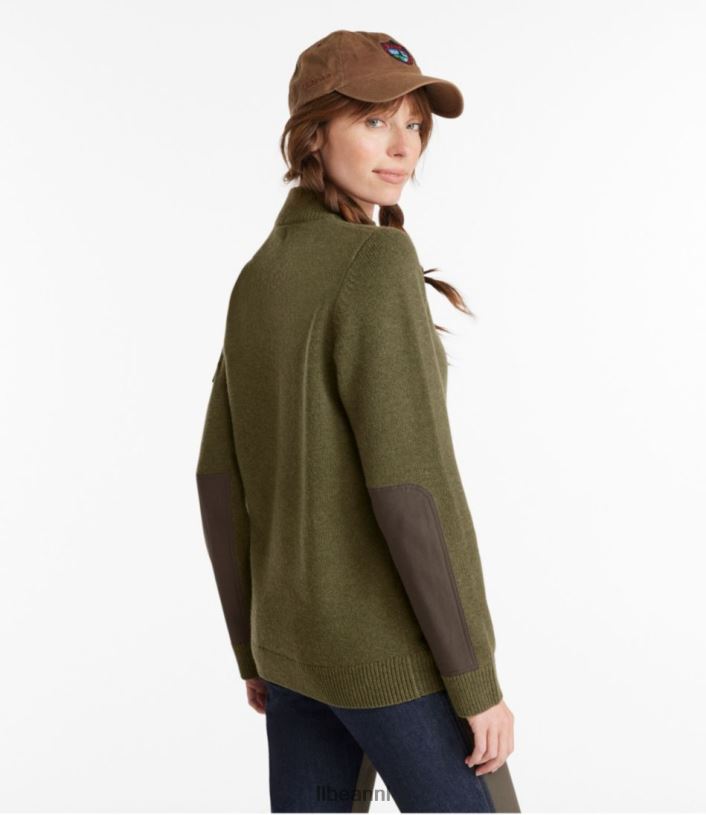 L.L.Bean vrouwen Maine Guide mock-trui met ronde hals kelp groen uitrusting voor buiten VT064187