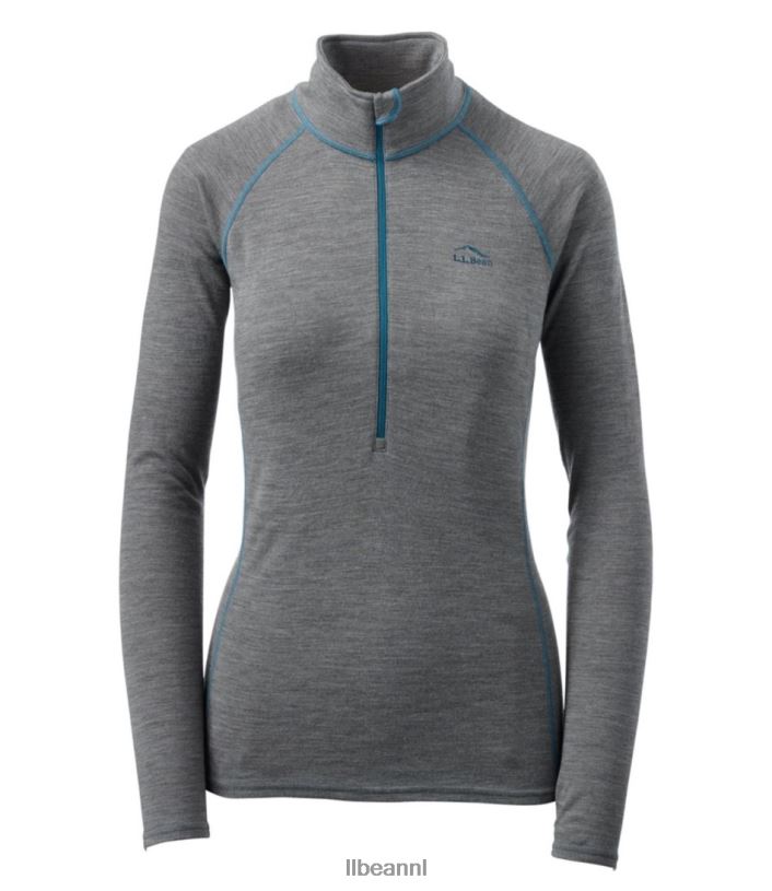 L.L.Bean vrouwen cresta middelzware 250 t-zip top grafiet heide kleding VT0645050