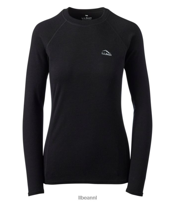L.L.Bean vrouwen cresta middengewicht 250 crewtop donkerzwart kleding VT064721