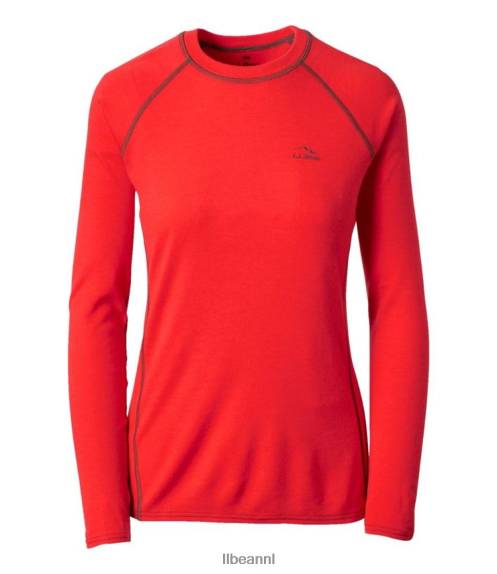 L.L.Bean vrouwen cresta middengewicht 250 crewtop levendig rood kleding VT0646004