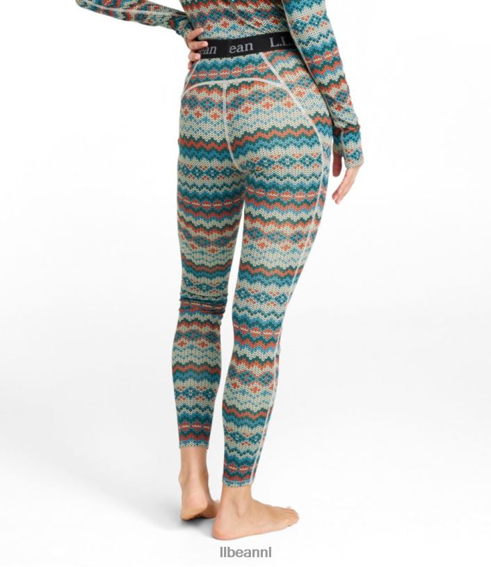 L.L.Bean vrouwen lichtgewicht basislaagbroek donkerzwarte Scandinavische print kleding VT064604
