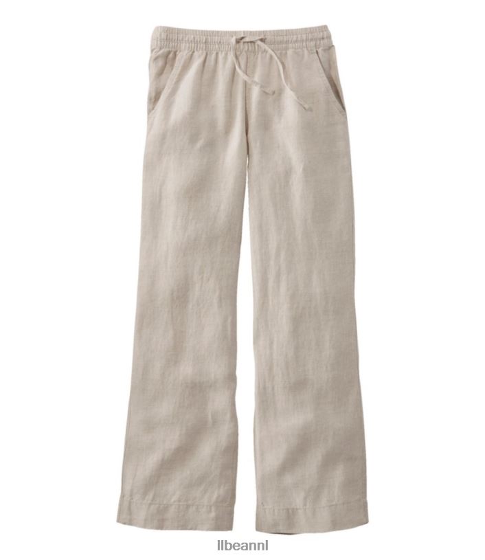 L.L.Bean vrouwen Premium wasbare linnen pull-on broek havermout kleding VT0642956