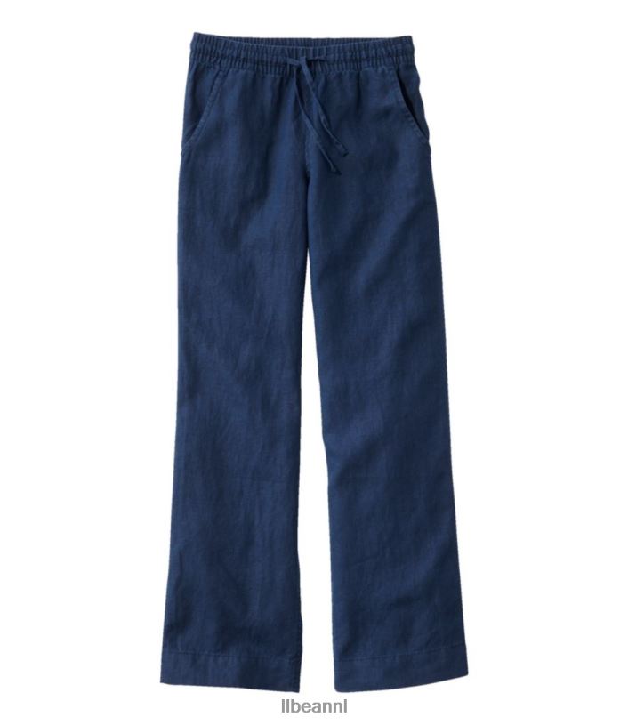L.L.Bean vrouwen Premium wasbare linnen pull-on broek klassieke marine kleding VT06431