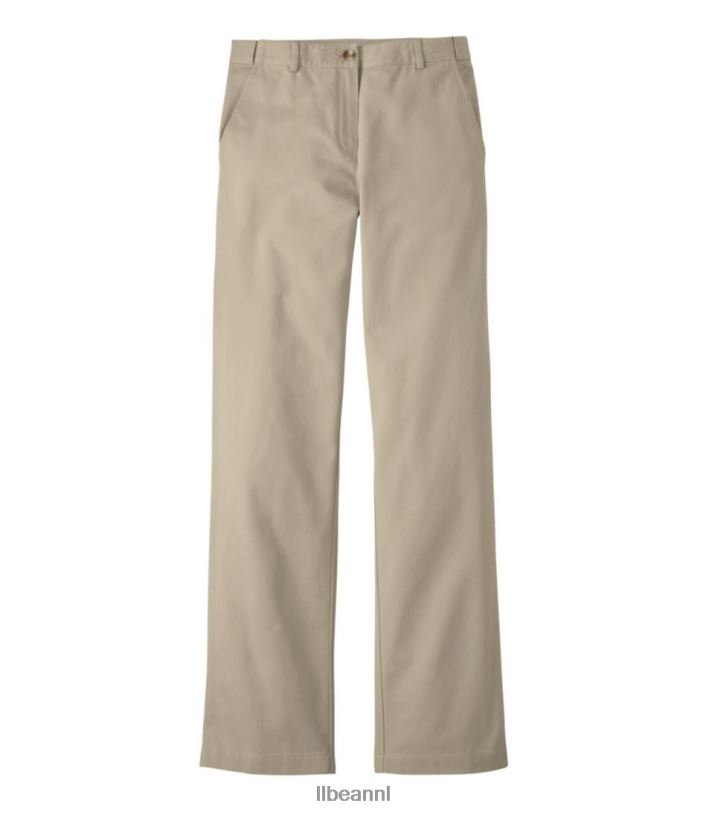 L.L.Bean vrouwen kreukvrije broek aan de zijkant khaki kleding VT06416