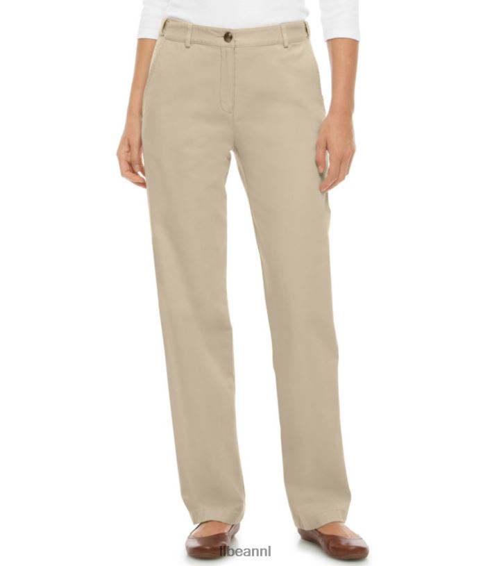 L.L.Bean vrouwen kreukvrije broek aan de zijkant khaki kleding VT06416