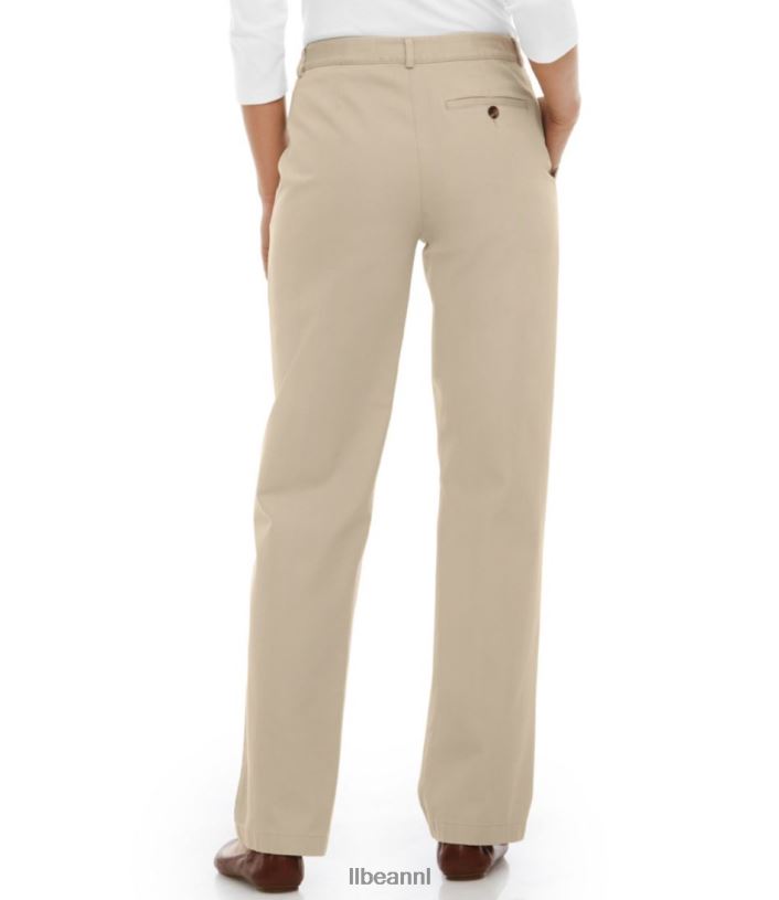 L.L.Bean vrouwen kreukvrije broek aan de zijkant khaki kleding VT06416