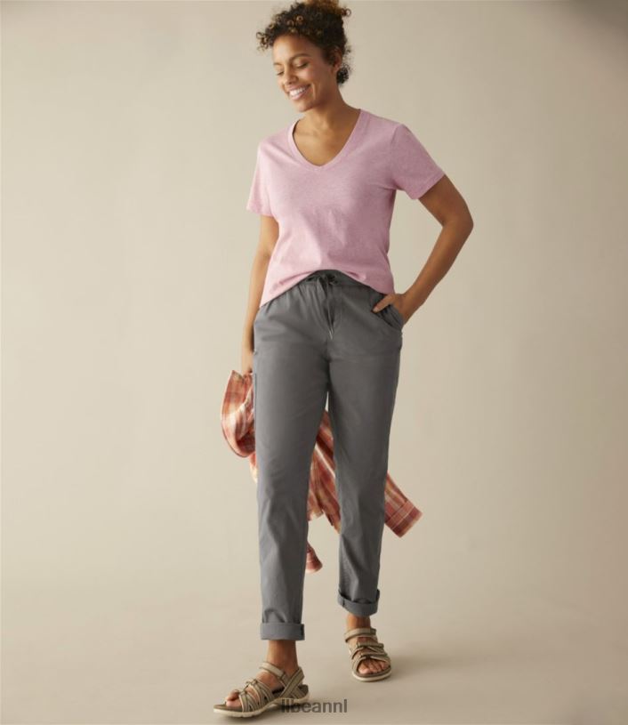 L.L.Bean vrouwen stretch ripstop pull-on broek donker taupe kleding VT06419
