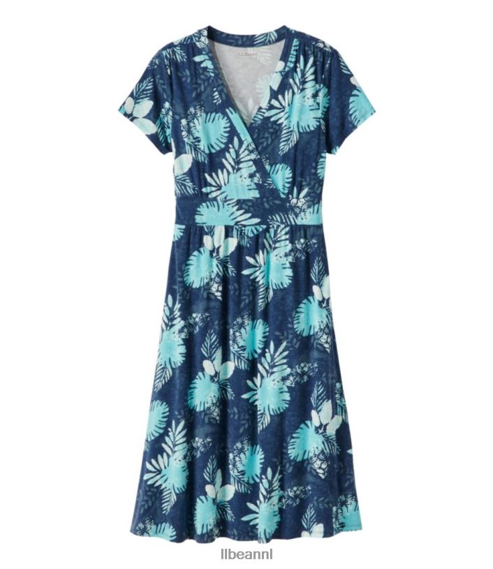 L.L.Bean vrouwen zomer gebreide jurk nacht bloemen kleding VT06479