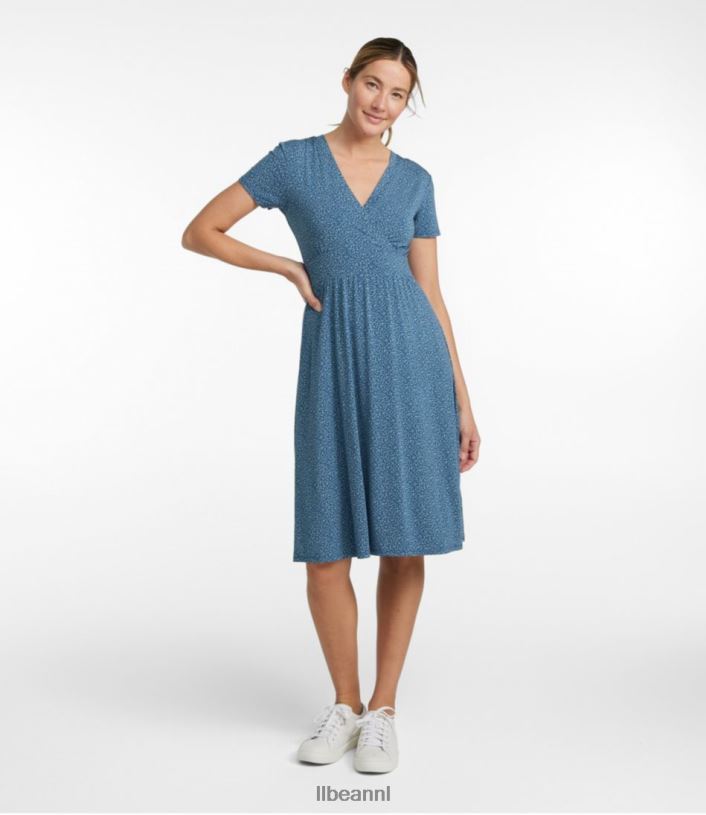 L.L.Bean vrouwen zomer gebreide jurk nacht bloemen kleding VT06479