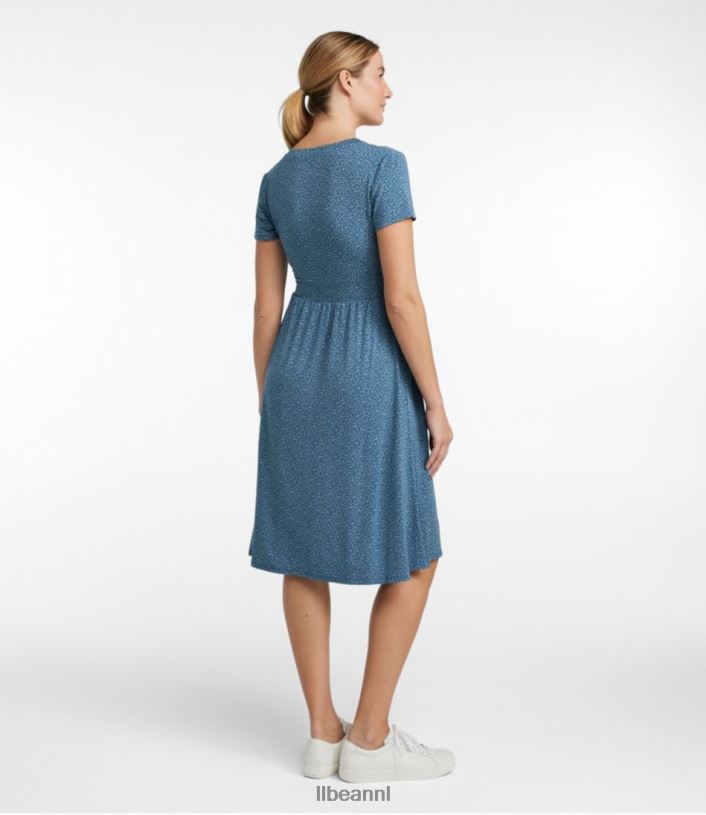 L.L.Bean vrouwen zomer gebreide jurk nacht bloemen kleding VT06479