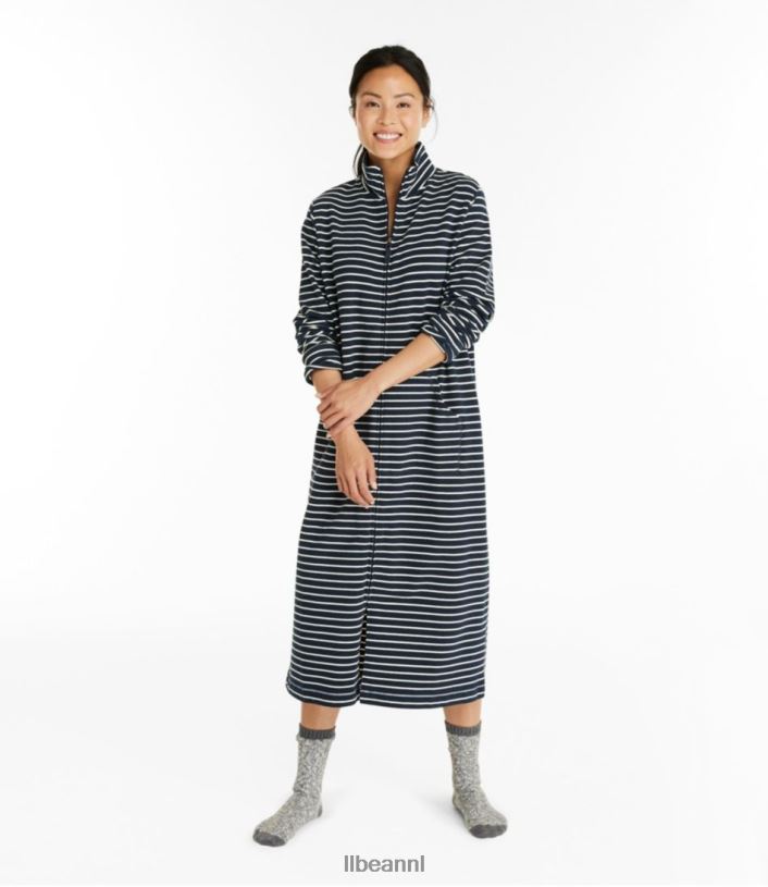 L.L.Bean vrouwen ultrazachte sweatshirtjas schemer/crème streep kleding VT064457