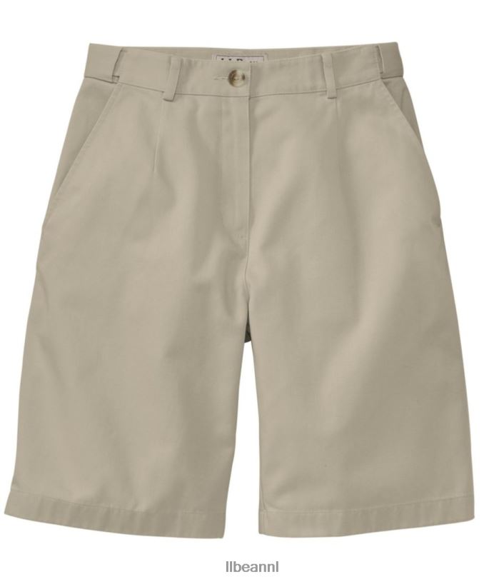 L.L.Bean vrouwen kreukvrije shorts aan de zijkant khaki kleding VT06461