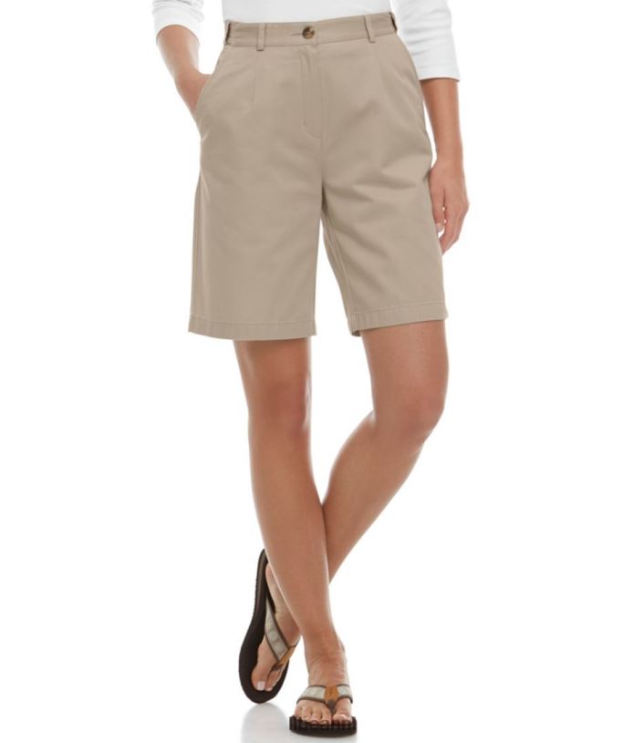 L.L.Bean vrouwen kreukvrije shorts aan de zijkant khaki kleding VT06461