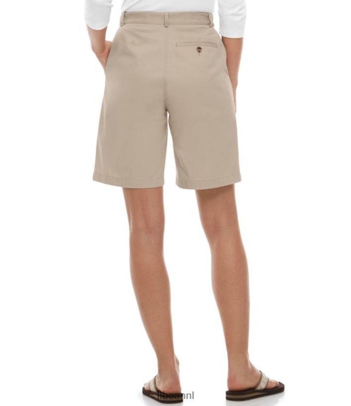L.L.Bean vrouwen kreukvrije shorts aan de zijkant khaki kleding VT06461