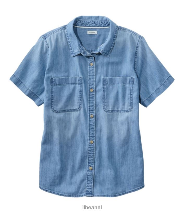L.L.Bean vrouwen Heritage gewassen lichtgewicht denim overhemd licht indigo kleding VT064679