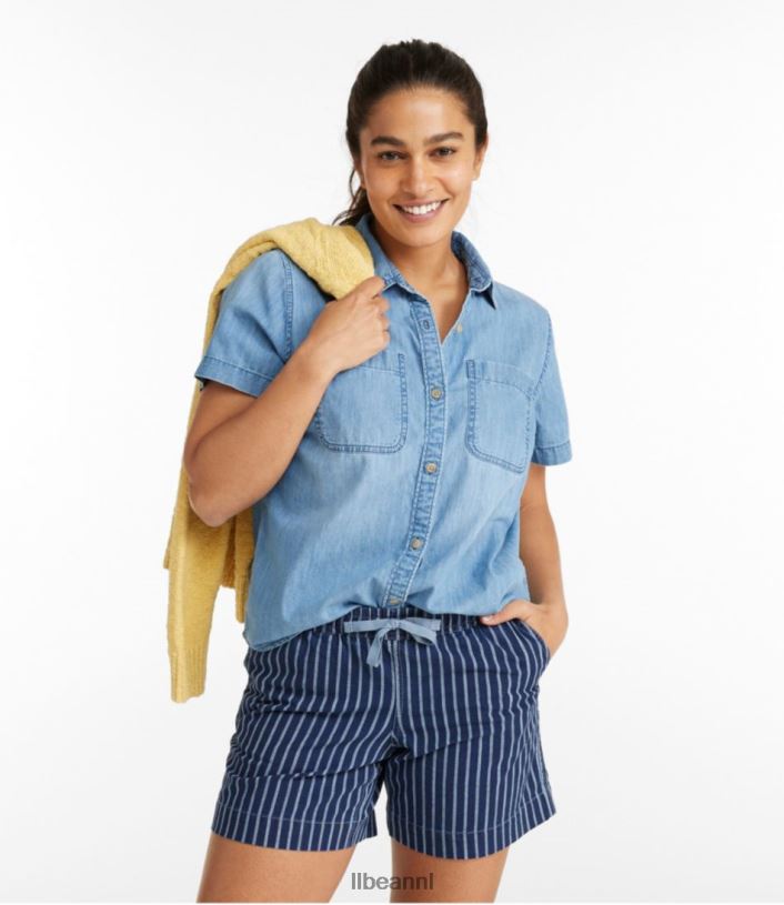 L.L.Bean vrouwen Heritage gewassen lichtgewicht denim overhemd licht indigo kleding VT064679
