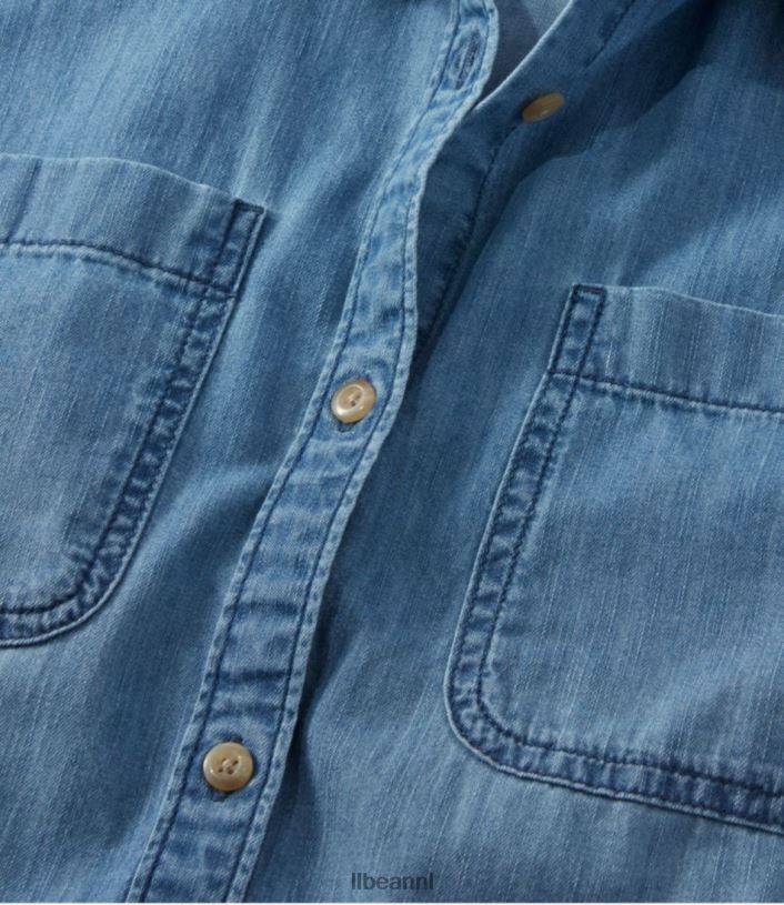L.L.Bean vrouwen Heritage gewassen lichtgewicht denim overhemd licht indigo kleding VT064679