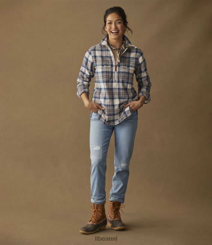 L.L.Bean vrouwen Schots geruit flanellen overhemd Rob Roy kleding VT0646907