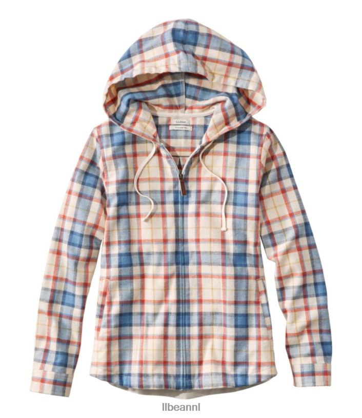 L.L.Bean vrouwen Schots geruit flanellen overhemd vrijhaven crème kleding VT0646409