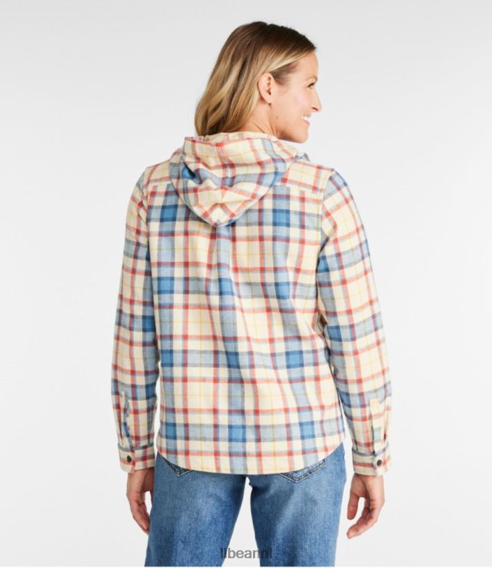 L.L.Bean vrouwen Schots geruit flanellen overhemd vrijhaven crème kleding VT0646409