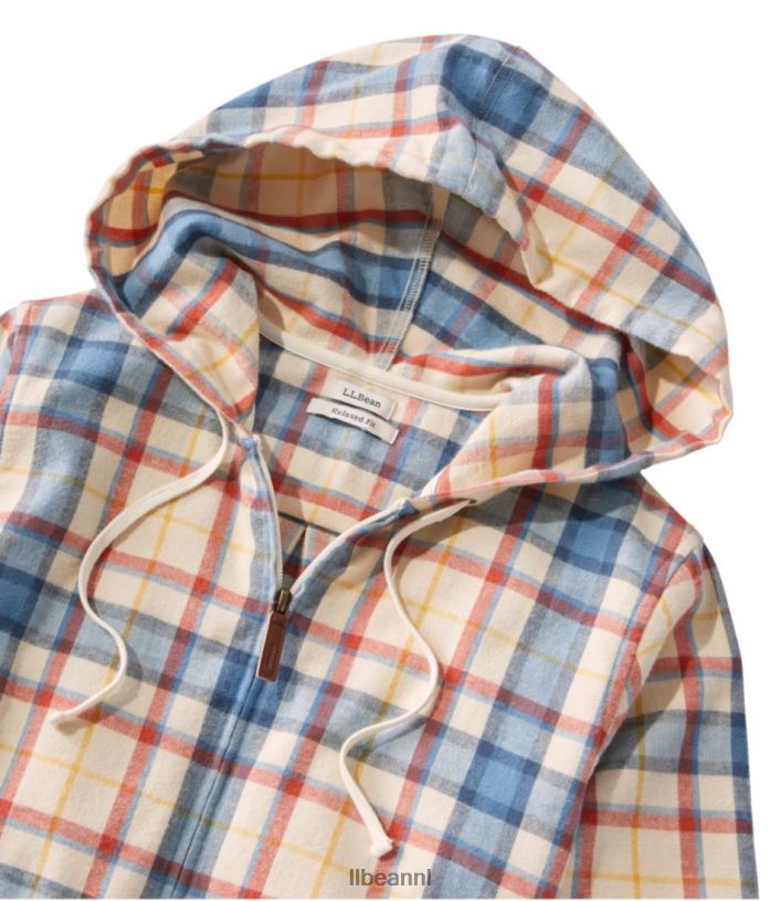 L.L.Bean vrouwen Schots geruit flanellen overhemd vrijhaven crème kleding VT0646409