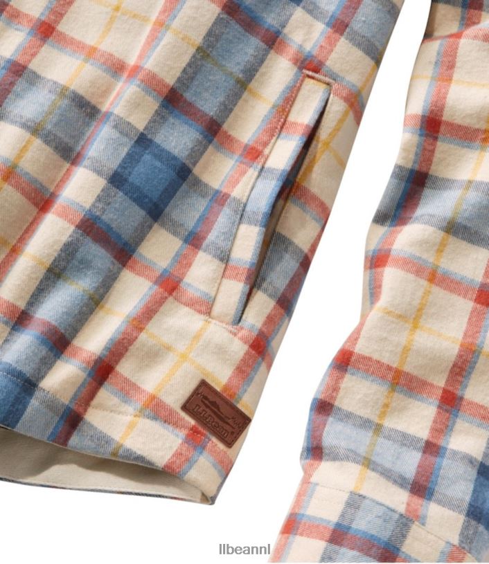 L.L.Bean vrouwen Schots geruit flanellen overhemd vrijhaven crème kleding VT0646409