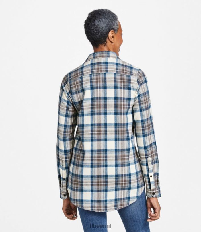 L.L.Bean vrouwen Schots geruit flanellen overhemd zwart horloge kleding VT0646448