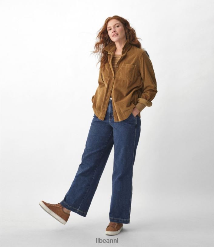 L.L.Bean vrouwen comfortabel corduroy relaxed overhemd zeezout kleding VT0642953