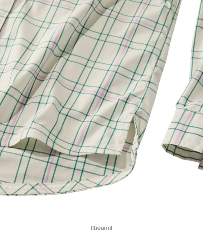 L.L.Bean vrouwen dagelijks sunsmart geweven overhemd met lange mouwen ridderspoor plaid kleding VT064322