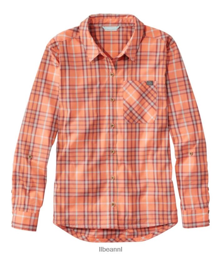 L.L.Bean vrouwen dagelijks sunsmart geweven overhemd met lange mouwen wilde zalm plaid kleding VT0646967