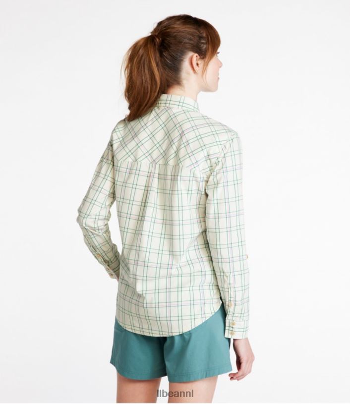 L.L.Bean vrouwen dagelijks sunsmart geweven overhemd met lange mouwen wilde zalm plaid kleding VT0646967