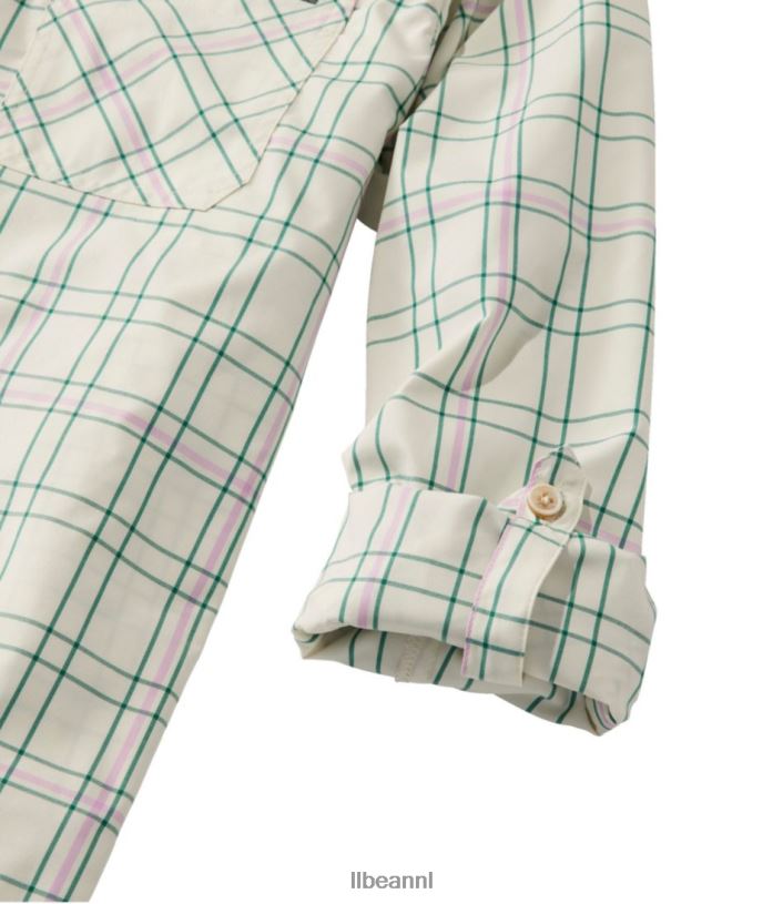 L.L.Bean vrouwen dagelijks sunsmart geweven overhemd met lange mouwen wilde zalm plaid kleding VT0646967