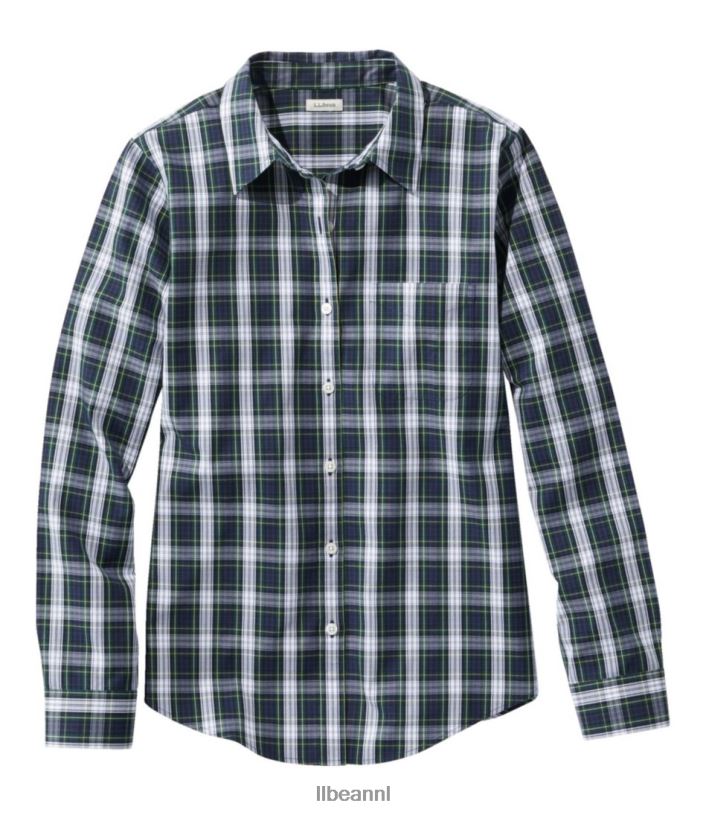 L.L.Bean vrouwen kreukvrij pinpoint oxford overhemd jurk gordon kleding VT0644588