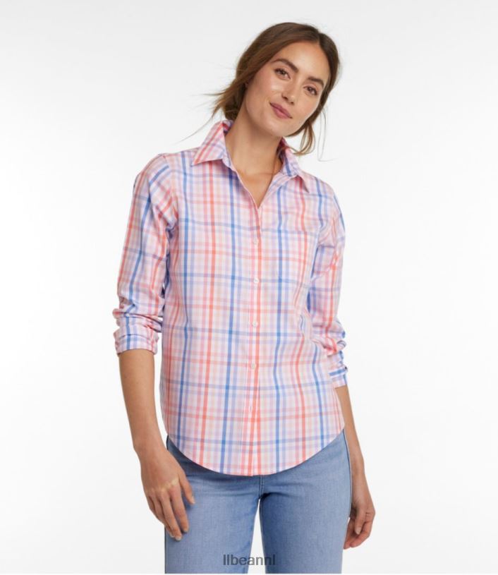 L.L.Bean vrouwen kreukvrij pinpoint oxford overhemd jurk gordon kleding VT0644588