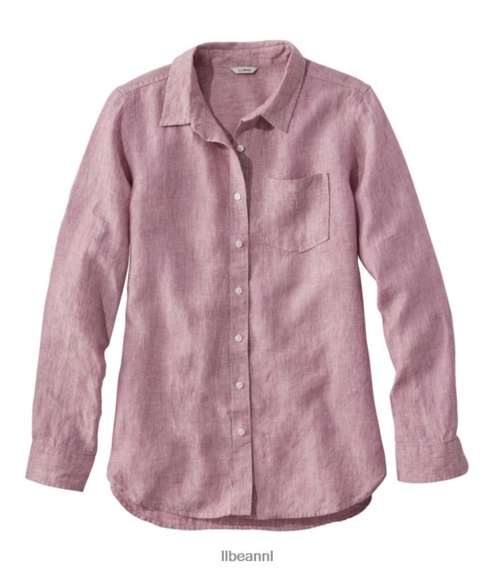 L.L.Bean vrouwen premium wasbaar linnen overhemd iris paars kleding VT06458
