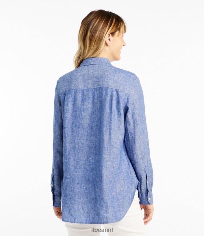 L.L.Bean vrouwen premium wasbaar linnen overhemd iris paars kleding VT06458