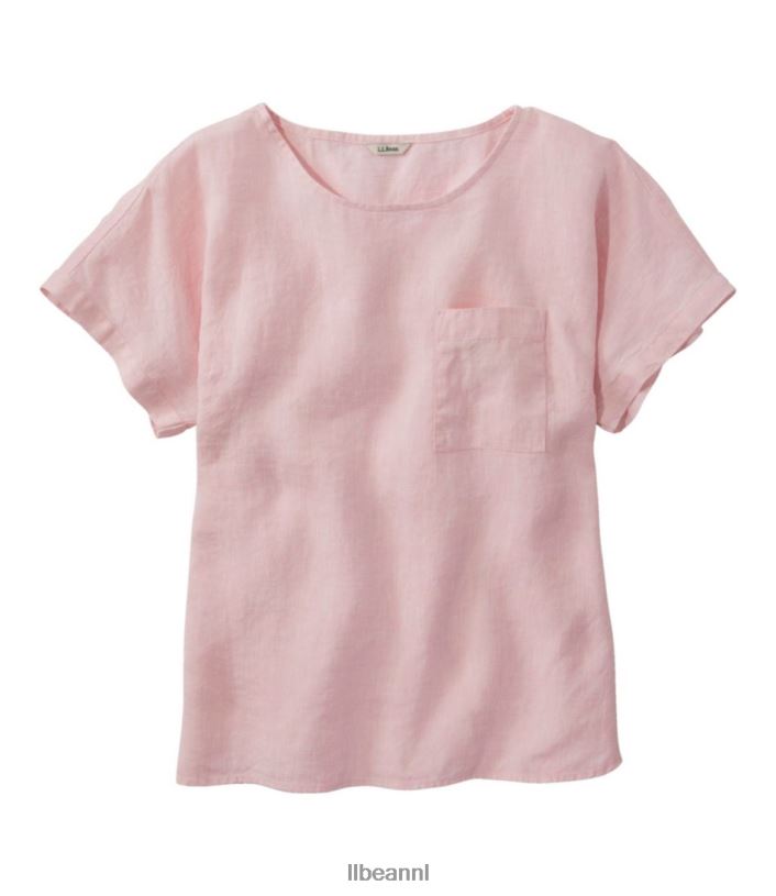 L.L.Bean vrouwen premium wasbaar linnen overhemd schelp roze kleding VT0644735