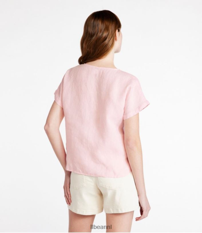 L.L.Bean vrouwen premium wasbaar linnen overhemd schelp roze kleding VT0644735
