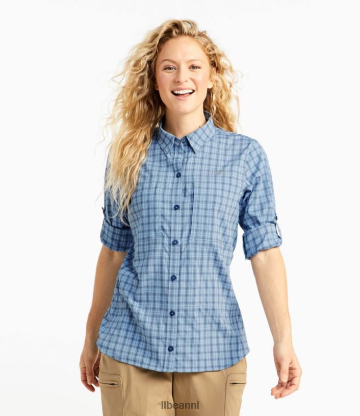 L.L.Bean vrouwen tropicwear pro-stretchshirt middenblauw kleding VT064520