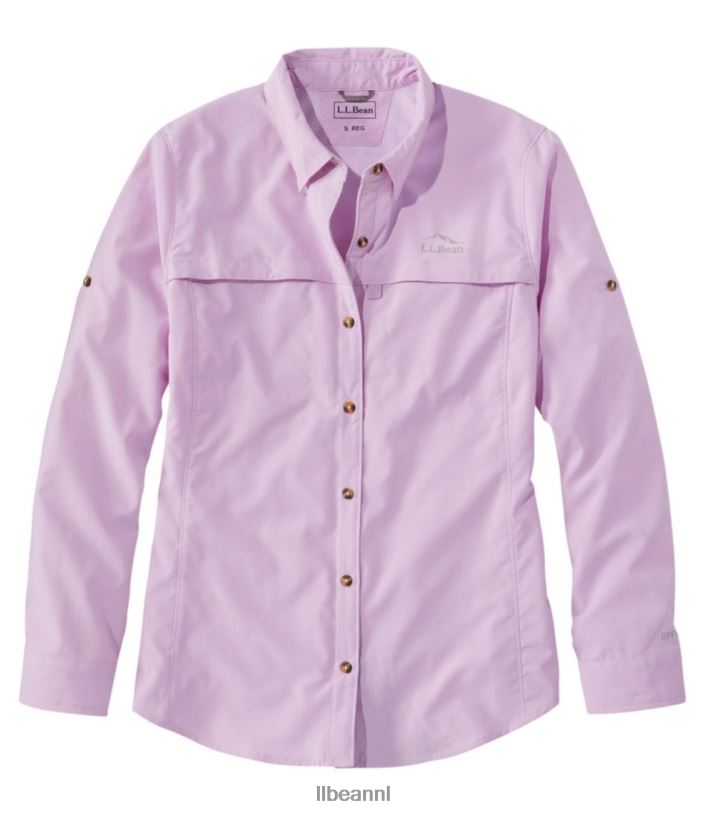L.L.Bean vrouwen tropisch overhemd berg lila kleding VT0646709