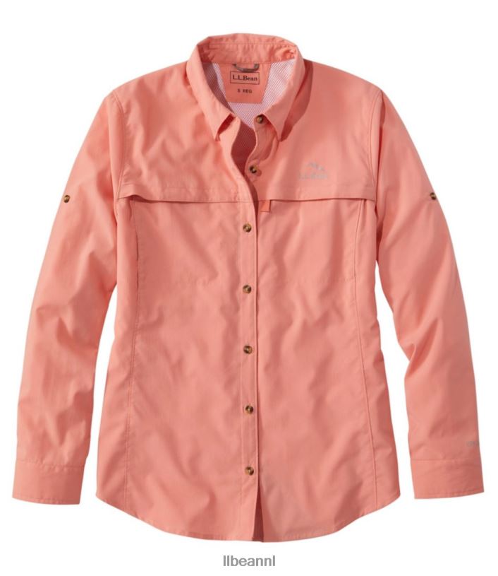L.L.Bean vrouwen tropisch overhemd warm koraal kleding VT0641219