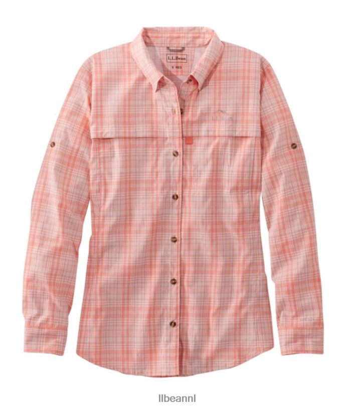L.L.Bean vrouwen tropisch overhemd warm koraal kleding VT0641345