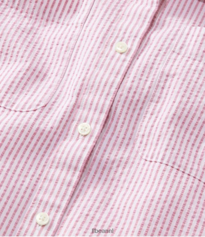 L.L.Bean vrouwen vacationland seersucker overhemd heldere capri kleding VT0646424