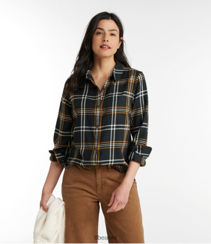 L.L.Bean vrouwen vederzacht twill overhemd guldenroede kleding VT0646979