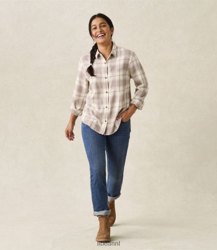 L.L.Bean vrouwen vederzacht twill overhemd guldenroede kleding VT0646979