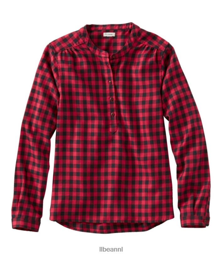 L.L.Bean vrouwen vederzacht twill overhemd nautisch rood kleding VT0644690