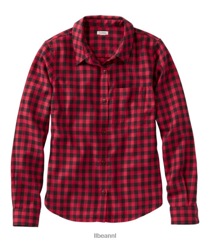 L.L.Bean vrouwen vederzacht twill overhemd nautisch rood kleding VT0644831