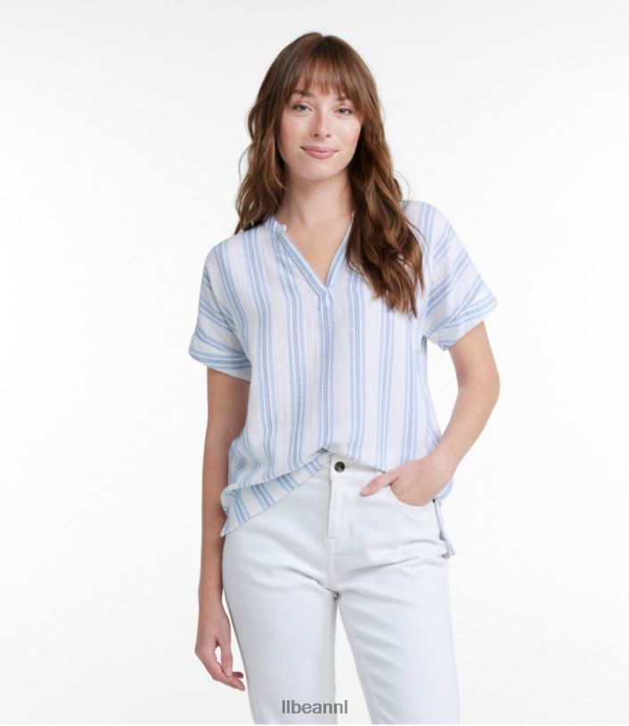 L.L.Bean vrouwen wolk gaas shirt vintage indigostreep kleding VT0645713